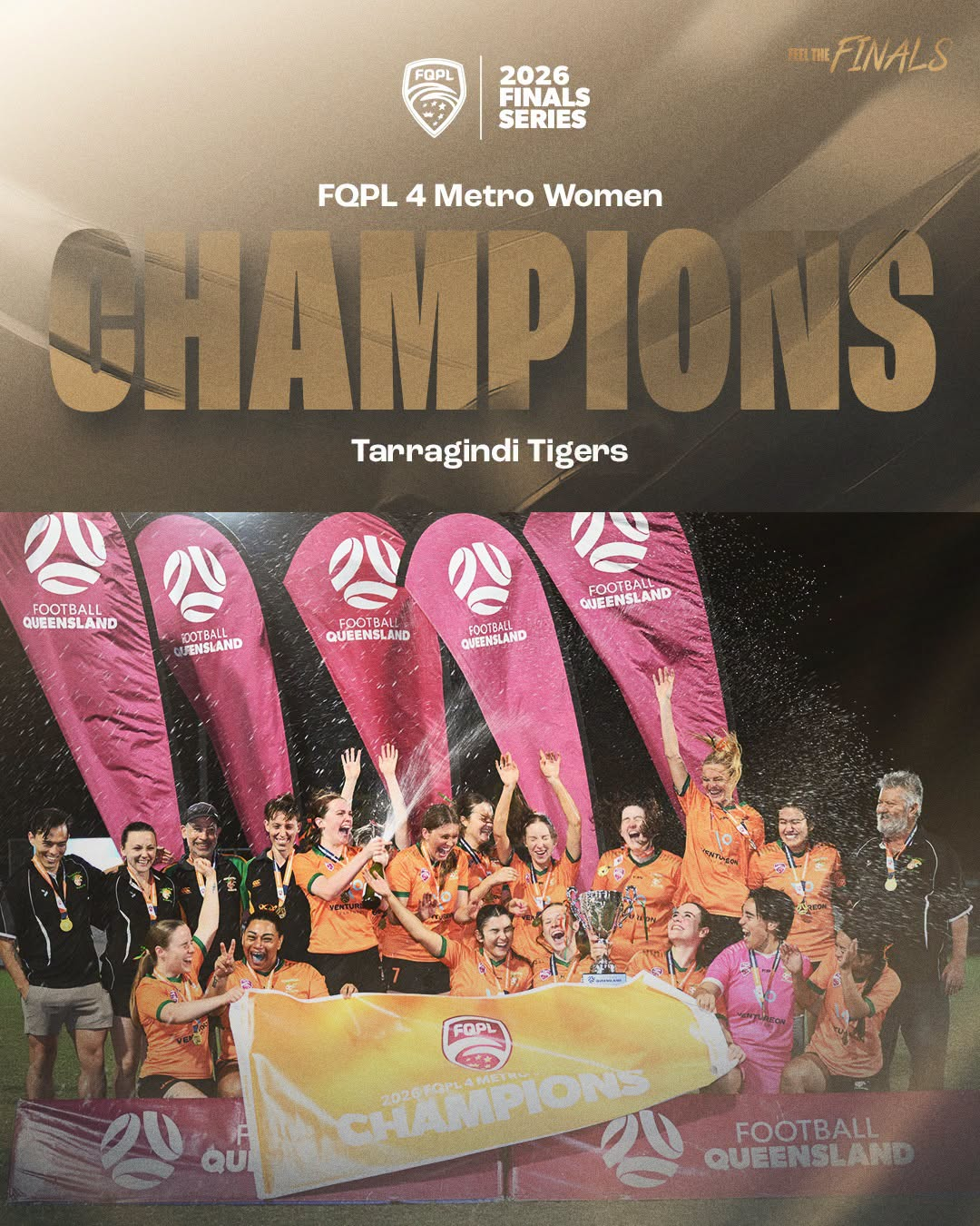Tarragindi Tigers QPL 3 Women team celebrating their 2026 Finals Series championship